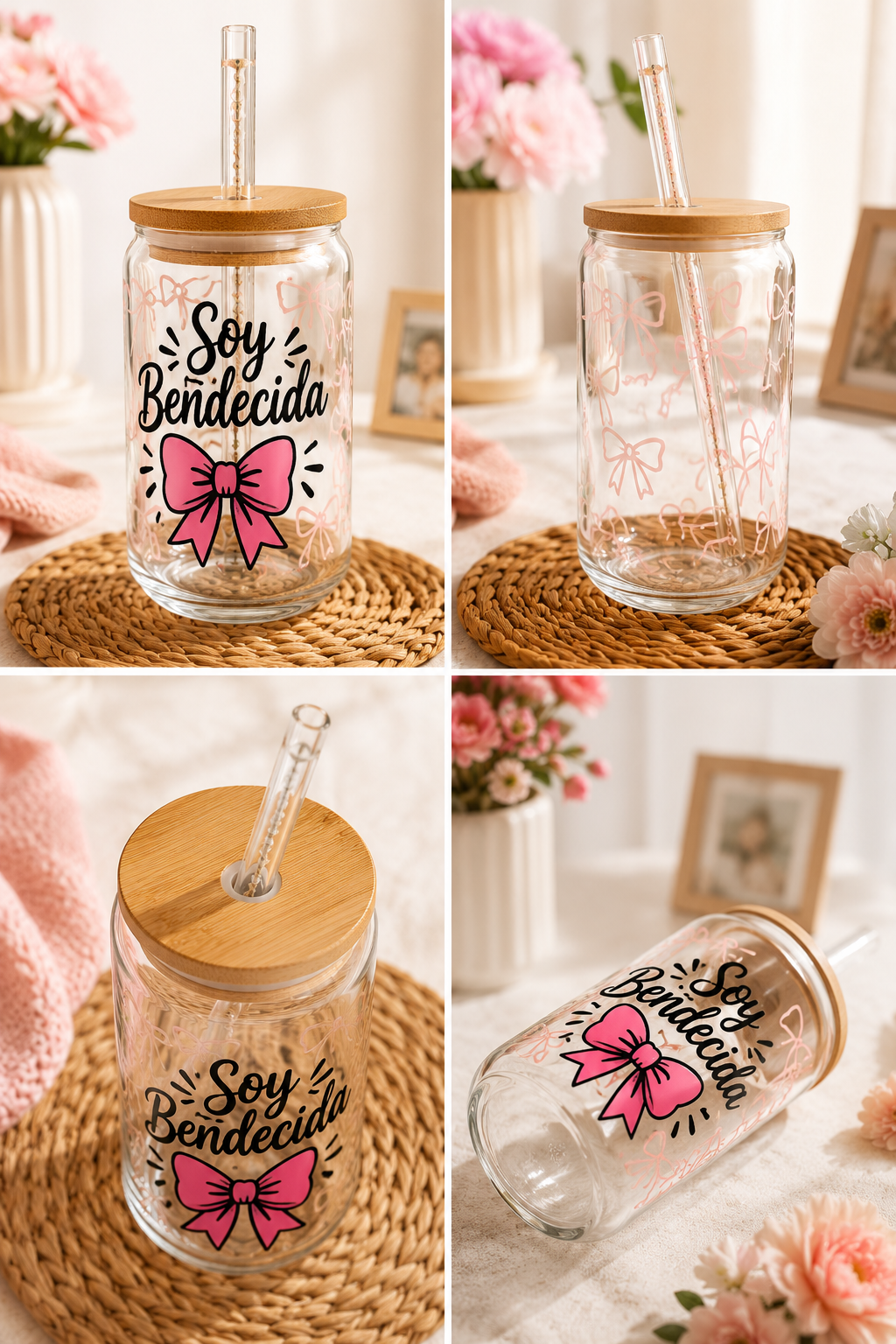 🎀 Vaso de vidrio “Soy Bendecida”