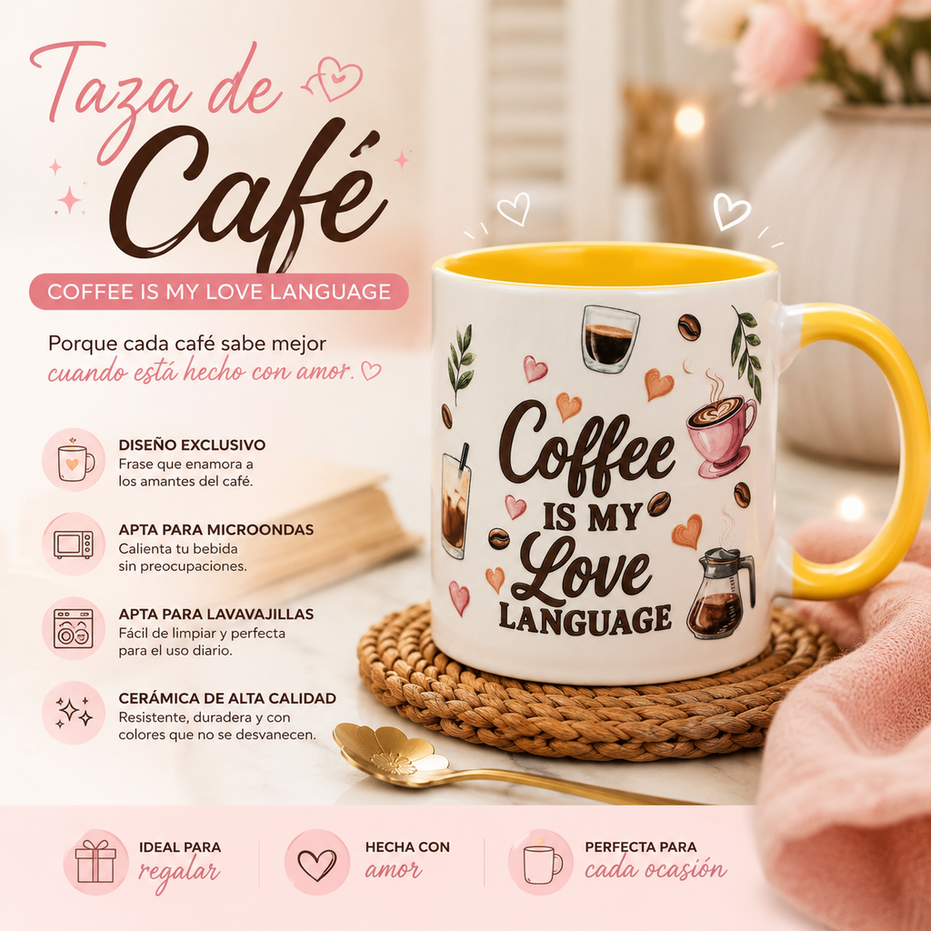 Coffee Is My Love Language | Ceramic Coffee Mug ☕💛