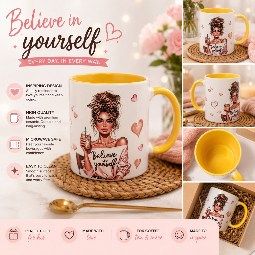 Believe In Yourself | Inspirational Ceramic Mug 💛☕✨
