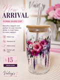Floral Glass Cup 🌸✨