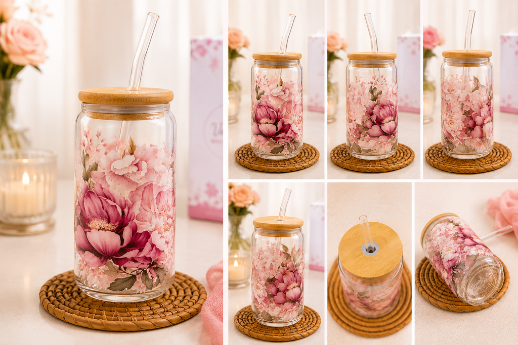 Elegant Floral Glass Cup 🌸🥤