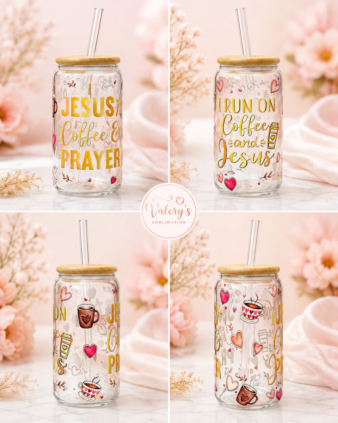 I Run on Coffee and Jesus Glass Can | Christian Coffee Tumbler