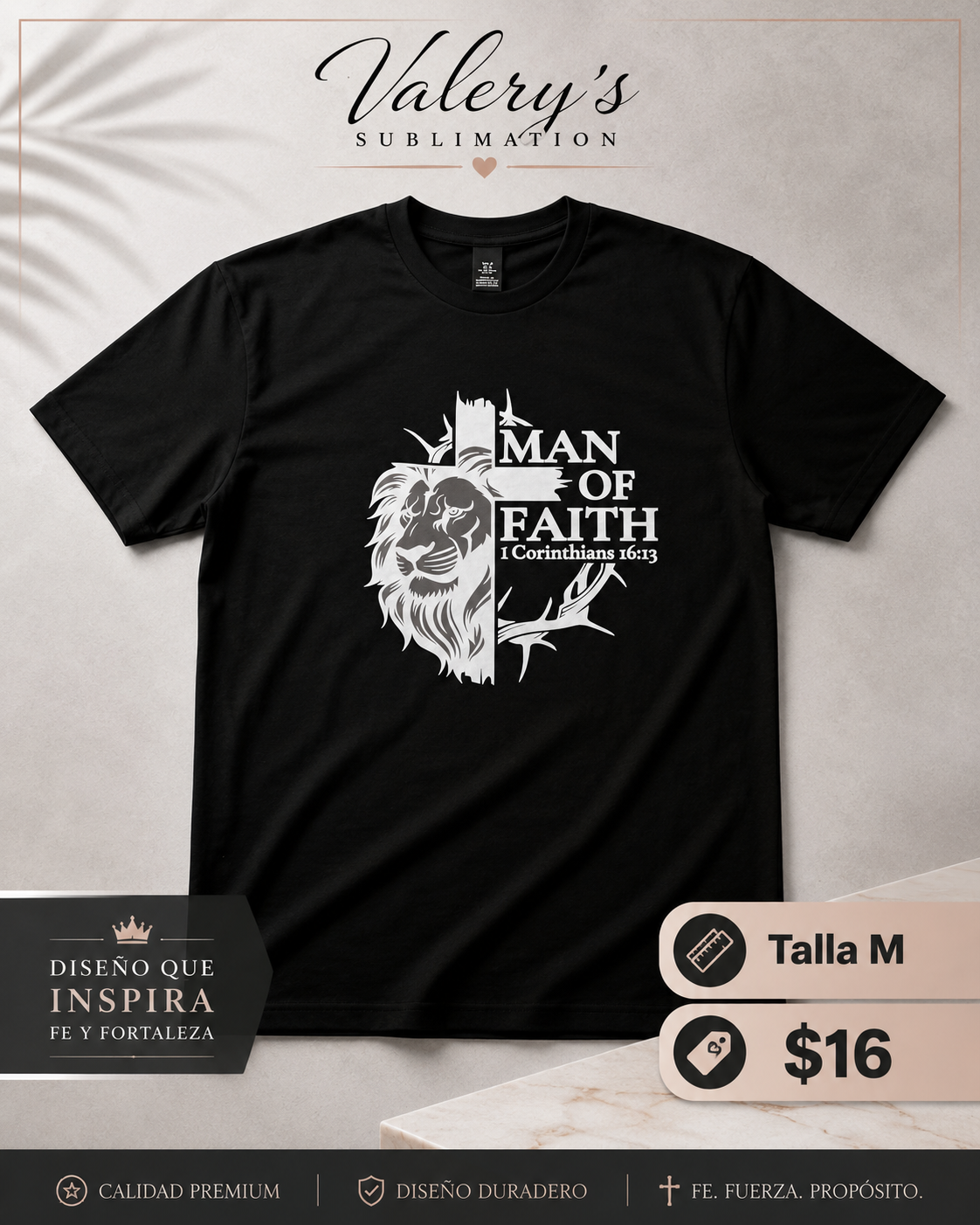 Man of Faith Christian T-Shirt | Black Cotton Shirt