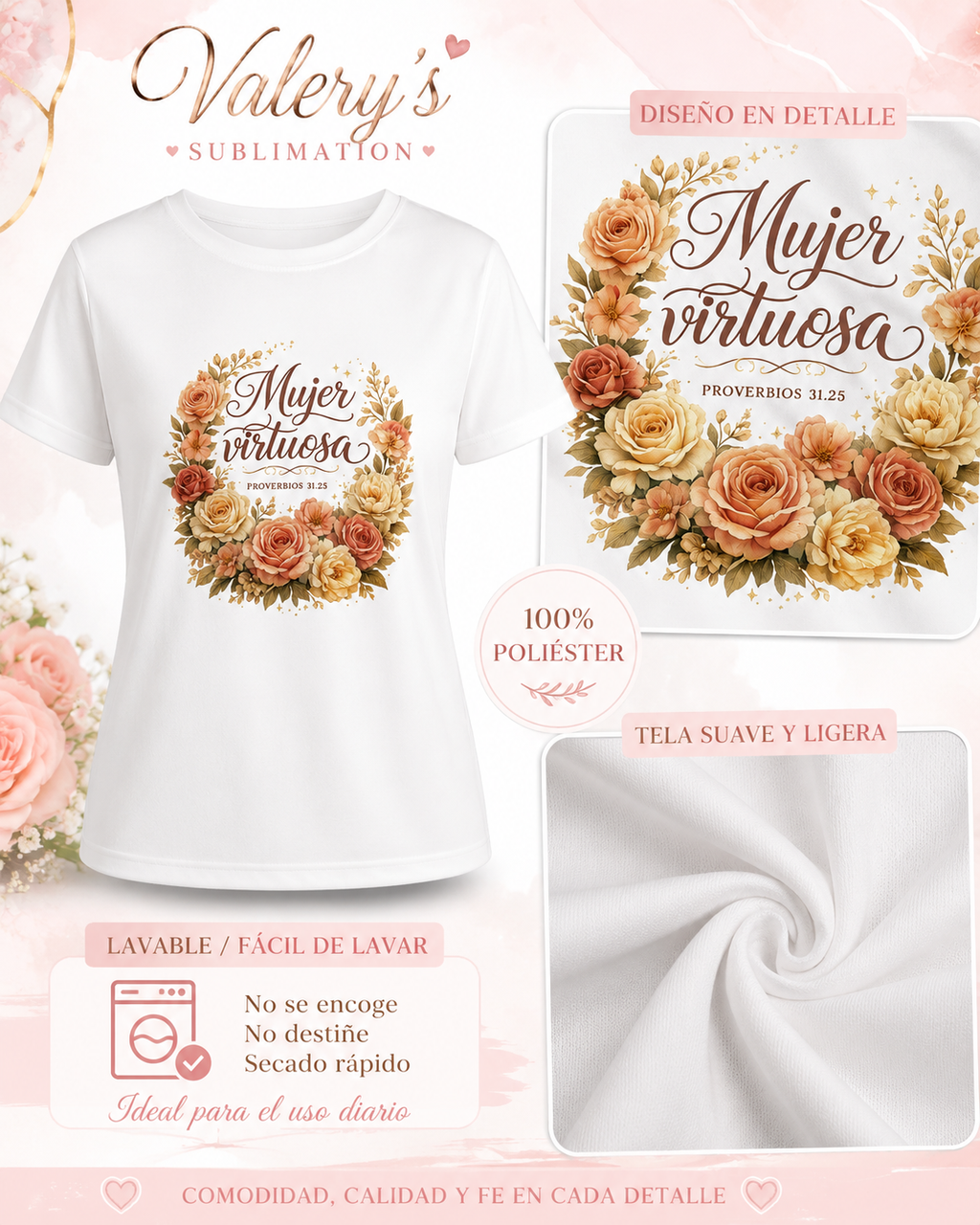 Mujer Virtuosa Christian T-Shirt | 100% Polyester